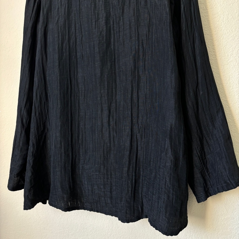 Cynthia Ashby Silk Linen Crinkle Textured Lagenlook Button Down Jacket - Picture 14 of 14